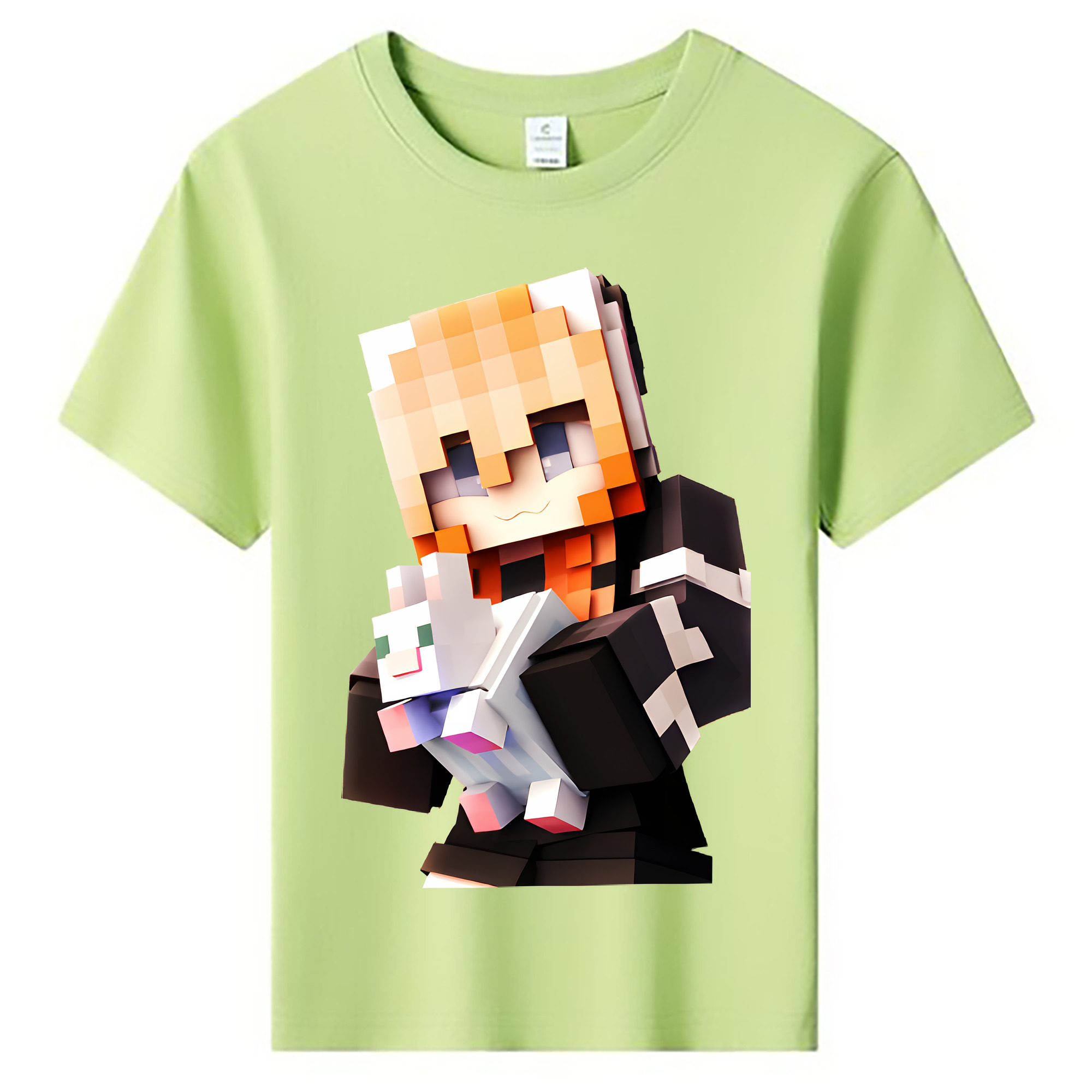 （画像用） マインクラフト ブロックの世界 Minecraft MC Block world 綿100％キッズTシャツ（フロントプリント）